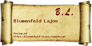 Blumenfeld Lajos névjegykártya